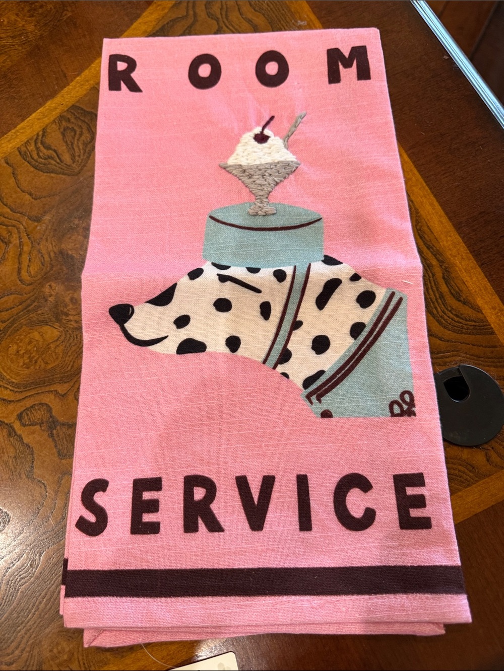 Anthropologie Dalmatian 'Room Service' Decorative Kitchen Towel
